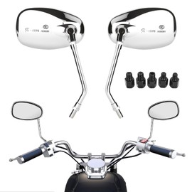 Universal Motorrad Spiegel10MM 8MM, 360° Drehbar Chrom Motorrad Rückspiegel mit Packung Schraube, Motorradspiegel für Motorräder, Roller, Mountainbikes, Streetbikes, umgebaute Fahrzeuge ATV