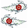 Small England Rose Flag Metal Rip Open Sticker