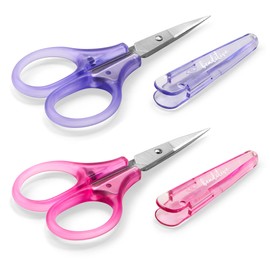 Beaditive Mini Craft Scissors Set (2-pc) - Portable 3.25" Small Detail Scissors with Fine Tip for Embroidery, Knitting & Paper Cutting - Ultra-Sharp with Protective Cap (Jelly Colors)