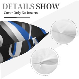 Oblivix Blue and White Grey Throw Pillow Covers Set of 2 18X18 Modern Geometric Lines Cushion Covers for Living Room Sofa Accent Home Decor Abstract Art Decorative Pillowcases Outdoor Pillows