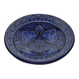 Ceramic Plates Moroccan Safi Serving Plate Large 12 Inches Round Royal Blue