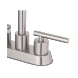 Project Source Larton Brushed Nickel 4in centerset WaterSense Bathroom Faucet
