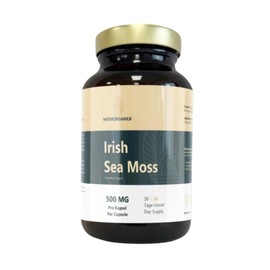 NATURORGANICA Irish Sea Moss Kapseln - 500mg Hochdosiertes 10:1 Seemoos Extrakt, Unterstützung für Stoffwechsel, Gut für die Verdauung, Vegan, 60 Irisches Seemoos Kapslen