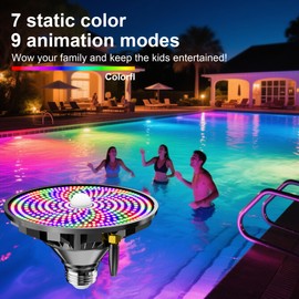 Vzyhik Pool Lights for Inground Pool LED Pool Light Bulb for Above Ground Swimming Pool – LED Pool Lights for Inground Pool, 120V Spa Light Bulb E26 Base, Multi-Color & Adjustable Brightness – Black