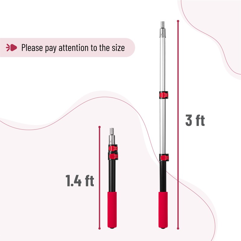 Bates- Extension Pole, 1.4 to 3 Ft Pole, Black &