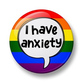 Anxiety Pin Badge, I Have Anxiety Pin Badge, 32mm, Mental Health Button Badge, Mindfulness, Depression, Anxious, Awareness Badges (Rainbow)
