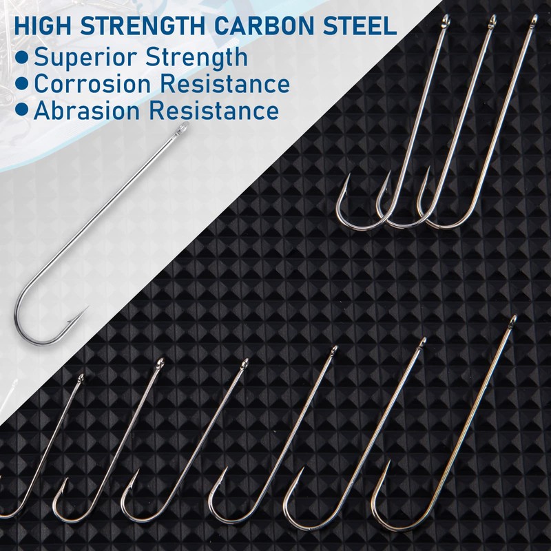 Dr.Fish 100 Pack Aberdeen Hooks Extra Long Shank Hooks Light