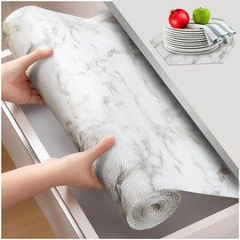 Beautysaid Shelf and Drawer Liner for Kitchen Cabinet, Non Adhesive Non Slip Shelf Paper Waterproof Washable Thickened for Dresser Pantry Shelve Bathroom Protector Liner(Marble,12 in x 10 FT)