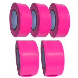5 Rolls Flagging Marking Tape Pink,Non-Adhesive Survey Tape,Hi-Vis Plastic Ribbon Outdoor,Fade-Resistant for Surveyors Tree Hunting Trail Boundaries & Hazardous Areas Workplace (1" x 100′/Roll)