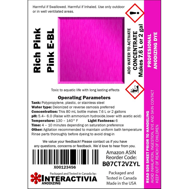 Professional Anodizing Dyes | Pink E-BL | Light to Rich