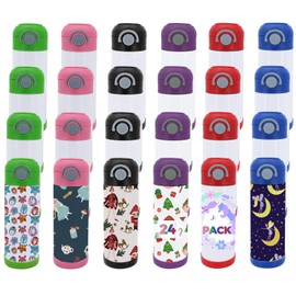 Lilsofee 24 Pack 12 OZ Sublimation Straw Sippy Cup Spill Proof Blank Tumblers Mixed Color Stainless Steel Thermos for Hot Drinks Bulk Double Wall Vacuum Insulated Water Bottle for School