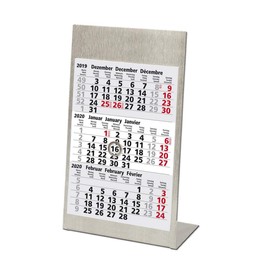 3-Month Stainless Steel Table Calendar