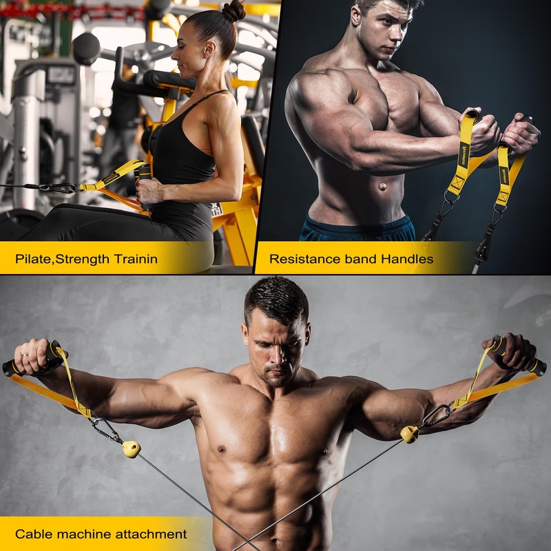 Resistance Band Handle, Heavy Duty Cable Machine Attachment, Strong Nylon
