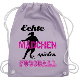 Shirtracer - Gym Bag Backpack - Football Euro 2024 - Real Girls Play Football - Black, 06 Pastel Purple