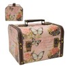 Treasure Chest Box Pink Butterfly Pattern Exquisite Retro Wooden PU