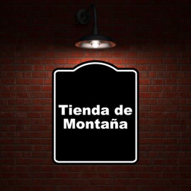 Tienda de Montaña Spanish BLACK Minimalist Aluminum Composite Sign 15 x 18 inches