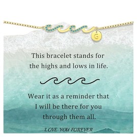 Gold Bracelet with Initial G Initial Bracelets for Women Dainty Link Inspirational Wave 21st Birthday Gifts for Her Christmas Jewelry Mom Gift