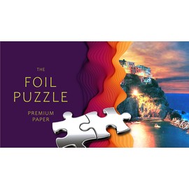 Universal Castle Metallic Foil 1000 Pieces Jigsaw Puzzle for Adults & Kids Landscape Famous Landmark Photo Challenging Puzzle Toys (Manarola, Italy)