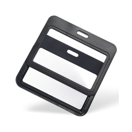 Pawfly 3 Pack Sliding Badge Holder with Double-Sided Windows Horizontal Plastic Case Black Card Protector Pouch for Office School ID Credit Cards Proximity Key Cards Driver’s Licenses and Passes