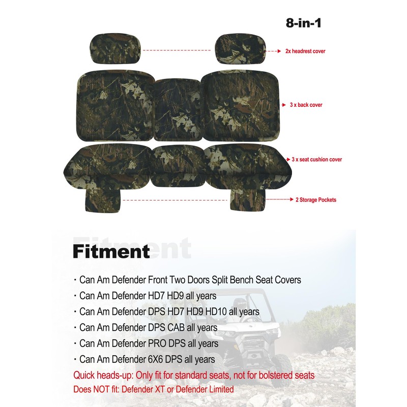 ZIDIYORUO Camo UTV Seat Cover, Waterproof Seat Cover Set Compatible