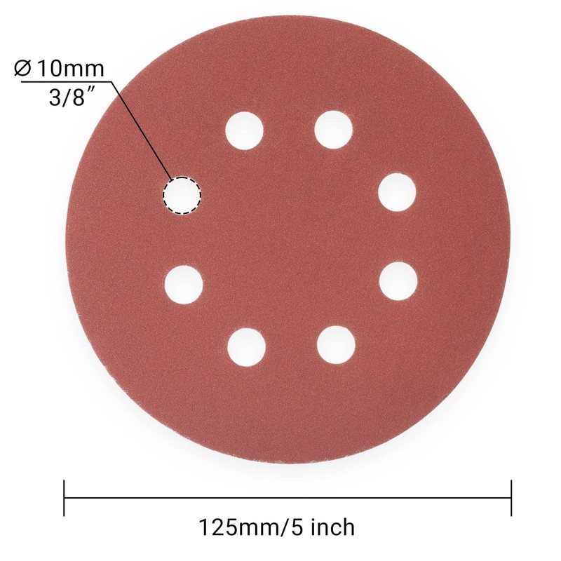 YoiYee 600 Grit Sanding Discs Pads, 8 Holes, 125mm/5-inch Hook