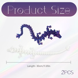 Vordpe Pack of 2 3D Dragon Toy, Dragon Figure, 3D Luminous Printed Dragon, Toy Dragon, Dragon Laser Figures Children, Crystal Dragon Mysterious