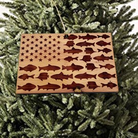 HipFlaskPlus Fish Flag - Cedar Ornament