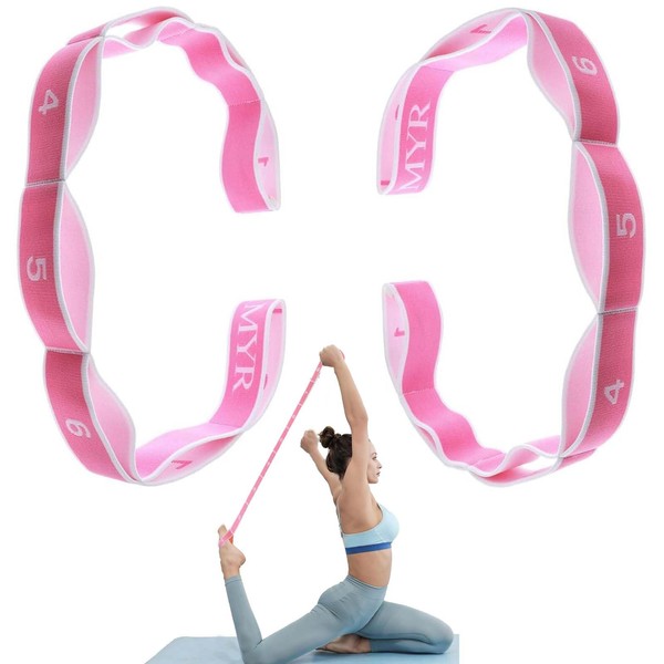 2 pcs Yoga Stretching Strap, flex strap for back pain gymnastics equipment for home girls Pilates, Yoga, Dance, Gymnastics Exercise and Flexibility (Pink ）