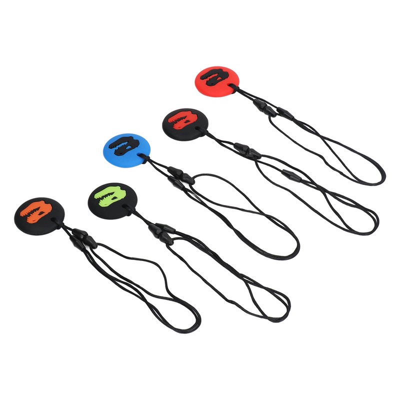 5pcs Kid Silicone Dinosaur Pattern Sensory Chewing Necklace Portable Baby