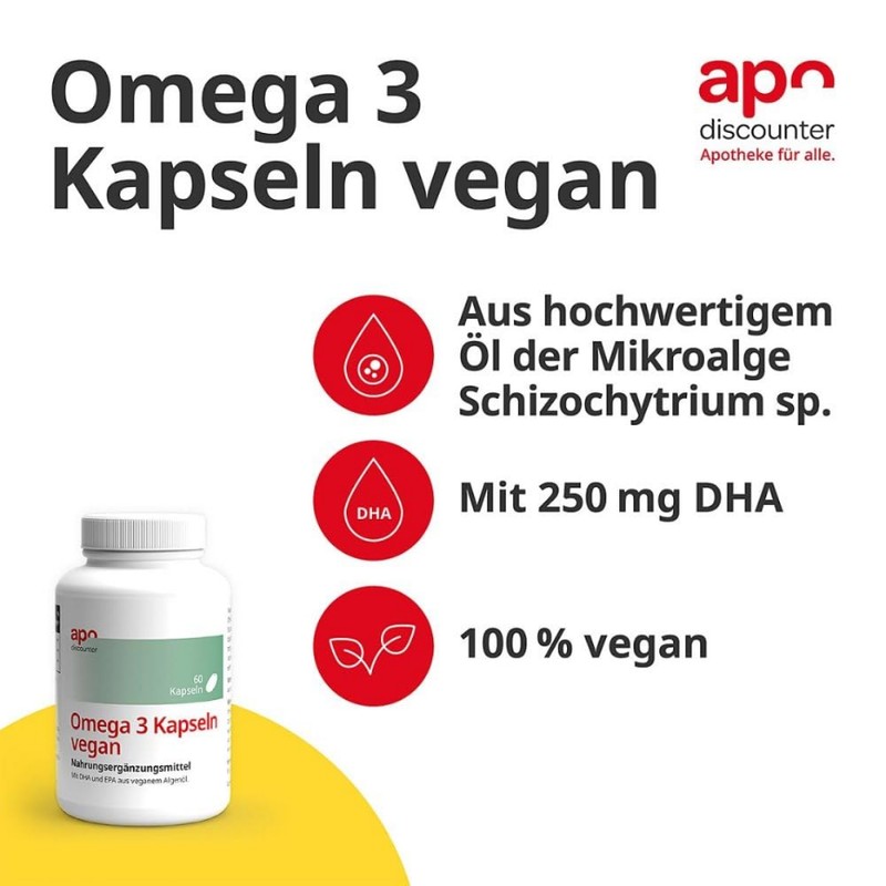 Apodiscounter Omega 3 Capsules Vegan from Algae Oil 3 x