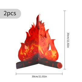 Luckious Brand 3D Decorative Cardboard Campfire Centerpiece - Artificial Fire, Fake Flame Paper Party Decorative Flame Torch (Red Orange, 2 Set)