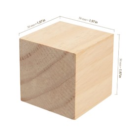 HEIHAK 60 PCS 2 x 2 x 2 Inch Unfinished Wood Blocks, Natural Solid Square Wood Blocks Wooden Cubes for Craft Carving Painting Decoration