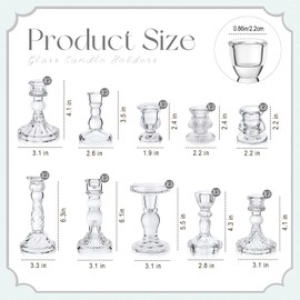 Mumufy 30 Pcs Glass Crystal Taper Candle Holders Clear Glass Candlestick Holder Fit 0.8 Inch Candles Crystal Decorative Candle Stand Centerpiece Table Wedding Dining Party (Classic,Clear)