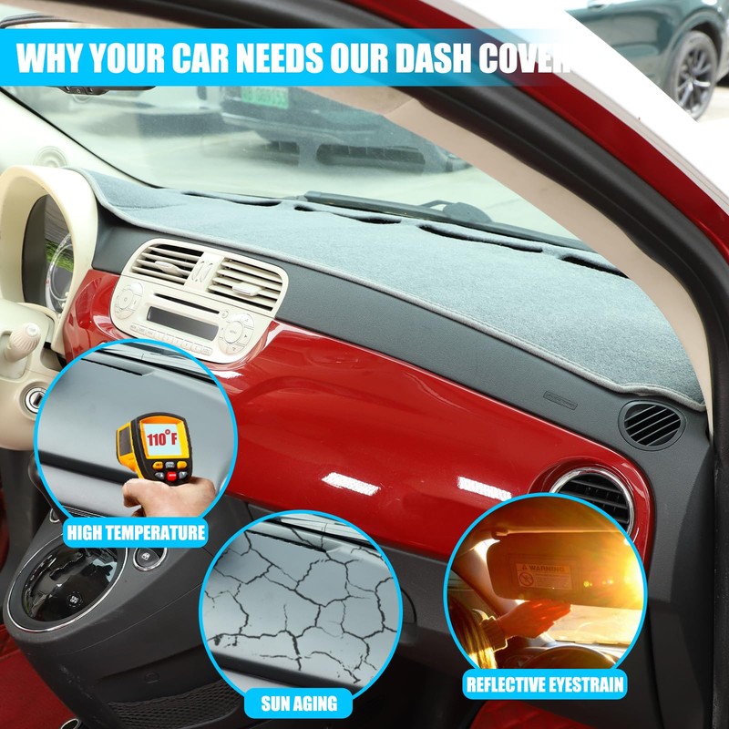 LLKUANG Dash Cover Mat Dash Mat Compatible with Fiat 500