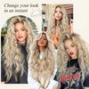 Ombre Blonde Long Wavy Wig for Women, with Dark Roots