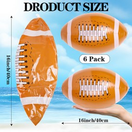 FOIMAS 6pcs Inflatable Footballs,16 Inch Large Blow Up Footballs for Football Party Supplies Decoration Water Games Table Decors Birthday Decoration Summer Pool Activities