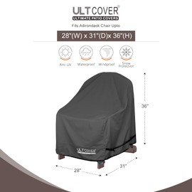 ULTCOVER Waterproof Patio Adirondack Chair Cover 4 Pack for Outdoor Chair Size Upto 28W x 31D x 36H inch, Black
