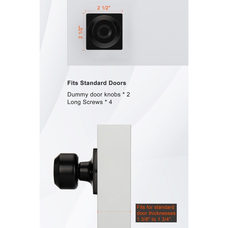 Haidms 2 Pack Black Closet Door Knobs Dummy Door Knob,