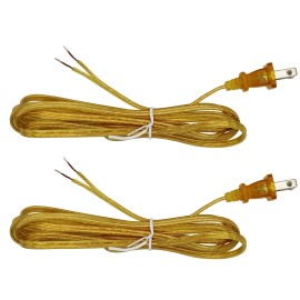 Creative Hobbies Gold Lamp Cord, 8 Foot Long Replacement Repair Part, 18/2 SPT-1 Wire - 2 Pack