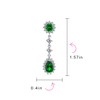 Long Green Teardrop CZ Crown Clip On Dangle Chandelier Earring