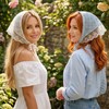 2 Pcs Head Scarf Triangle, Cute Lace Stylish Kerchief Polyester
