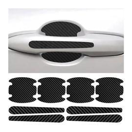 AUCELI Car Door Handle Scratch Protectors, 8 PCS Carbon Fiber Texture Anti-Scratches Bowl Sticker, Non-Marking Car Door Handle Cup Protective Film, Universal Door Handle Paint Cover Guard Sticker