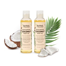 NATURE WELL Moisturizing Lightweight Coconut Scented Multi-Purpose Body Oil For Nourished & Glowing Skin, Infused With Botanicals, Shea Butter, Coconut Oil, Cupuaçu Butter, Pack of 2 (6 Fl Oz Each)