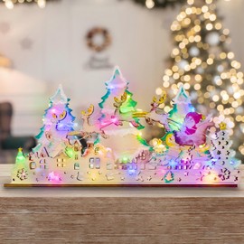 APODESS Christmas Village with Lighting Christmas City Illuminated Winter Landscape Decoration Winter Village Christmas Landscape Christmas Decoration Illuminated Christmas Village Table Decoration