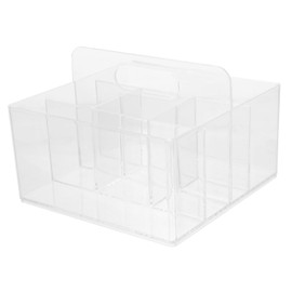 Operitacx Nail Accessories Organizer Transparente Aufbewahrungsbox Mit Fächern Und Griff Für Schmuck Lippenstift Und Make-up Praktischer Tisch-Organizer Für Einfache Identifikation Und