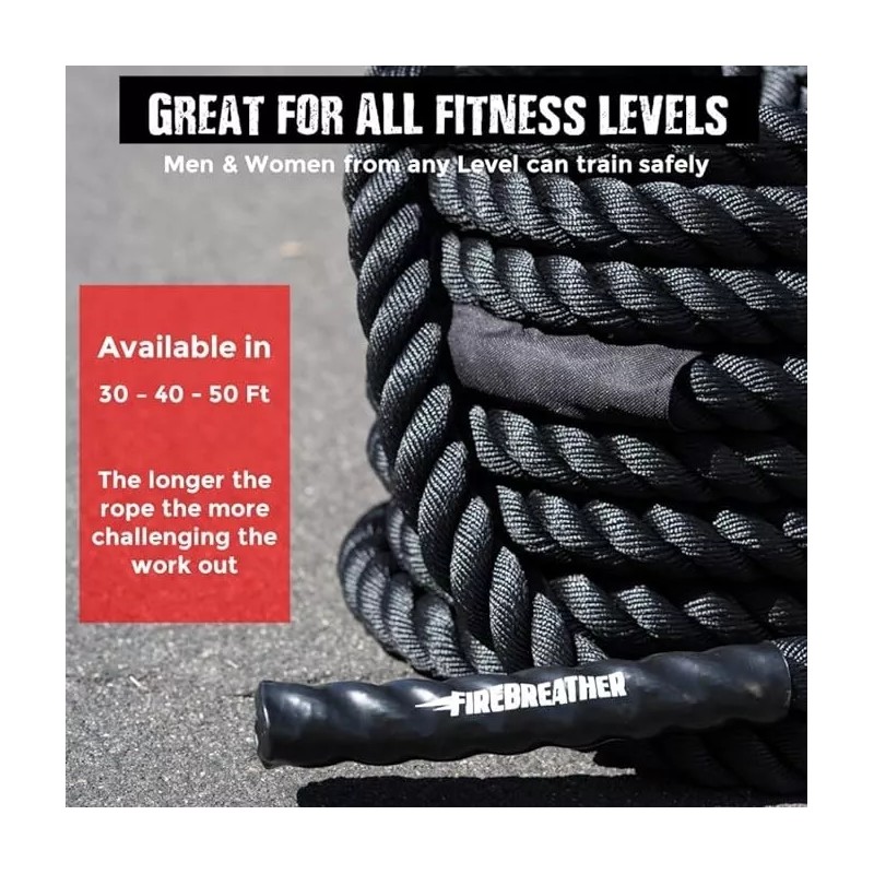 FIREBREATHER Battle Exercise Workout Ropes with Anchor and Training Poster