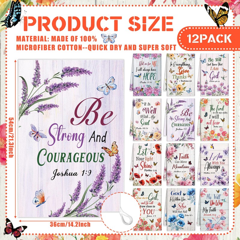 Hahafelt 12 Pcs Christian Kitchen Dish Towels Gifts Bulk Floral