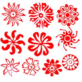 Royal Kraft Round Wooden Printing Stamps (Set of 10) - DIY Henna Fabric Textile Paper Clay Pottery Block Blocks Htag2163