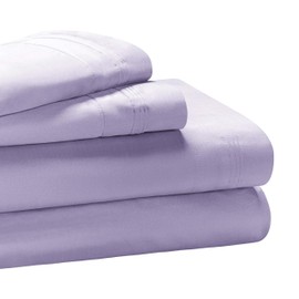 Superior Egyptian Cotton 4 Piece Sheet Set, 650 Thread Count, Modern Design, Sustainable Sheets, Ultra-Soft Basics, Solid, Deep Pocket Fitted Sheet, Flat Sheet, Pillowcases, Olympic Queen, Wisteria