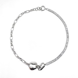 KONFEN Silver Necklaces for Women, Cubic Zirconia Necklace, Punk Hip Hop Costume Jewellery, Stylish Jewelry Gifts for Mum Her Wife Girlfriend Anniversary Birthday Mothers Day Christmas Valentines